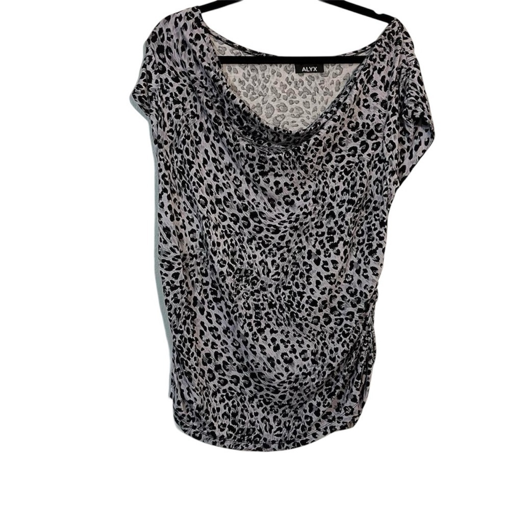 Animal Print Scoop Neck Ruched Sides Blouse Size XL Sexy Going Out Date Night
